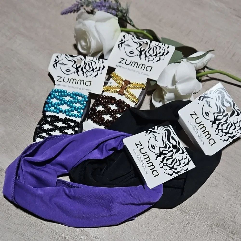 Zumma Haircare Bundle - 2 Turbanettes, 2 Sets Of Hair Sectionioning Combs